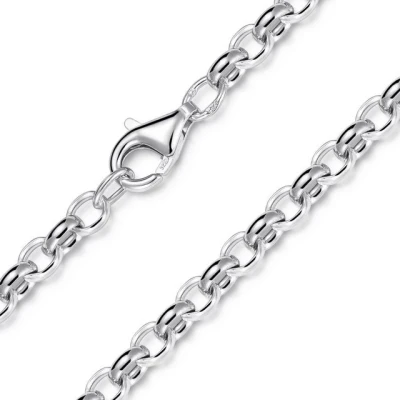 Abbildung von MATERIA by Matthias Wagner Erbskette 925 Silber 4mm Halskette Herren Damen Kette 40 70 cm rhodiniert oval K67, Länge Halskette:40