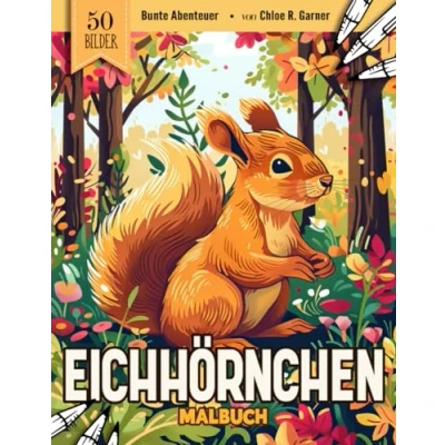 Abbildung von Eichhörnchen Malbuch: 50 Lustige Malvorlagen Für Erwachsene, Kinder Und Jugendliche Schönes Bilder Stressabbau &amp; Entspannung Geschenk zum Ausmalen Frauen, Mädchen Senioren