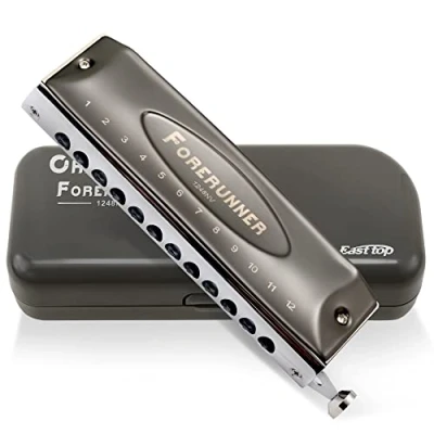 Abbildung von East Top Chromatic Harmonica Tonart C 12 Loch 48 Töne Professional Mundharmonika für professionelle Spieler, Anfänger, Studenten, Erwachsene,als bestes Geschenk