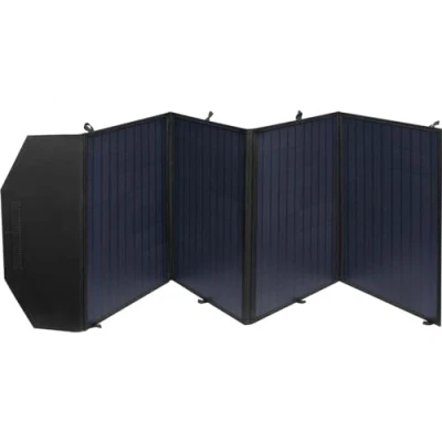 Abbildung von Sandberg Solar Charger 100W QC 3.0+PD+DC, Hocheffizientes Solarladegerät für Laptops Handys Tablets Powerbanks, Solarbetrieben, Faltbare Panels, Ständer besten Ladewinkel, Wasserdicht (IP67)