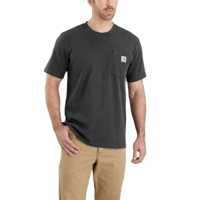 Abbildung von Carhartt, Herren, K87 Lockeres, schweres, kurzärmliges T Shirt mit Tasche, Anthrazit meliert, XL