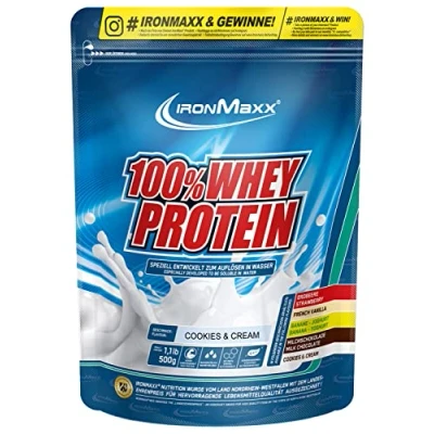 Abbildung von 100% Whey Protein Pulver 500g Cookie &amp; Cream Leckerer High Shake, 35g Eiweiß pro Portion, Power Drink für intensives Muskel Training, Mit BCAAs und EAAs
