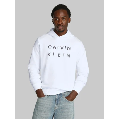 Abbildung von Calvin Klein Enlarged LOGO Hoodie Kapuzenpullover, Herren, Größe: Small, Bright white