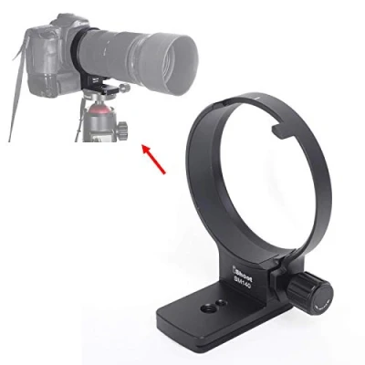 Abbildung von iShoot Stativschelle Stativring Objektiv Montage Stativ Halterungsring kompatibel mit Sigma 100 400mm f/5 6.3 DG OS HSM Contemporary (EF/F Mount), unten ist Arca Swiss Fit Schnellwechselplatte