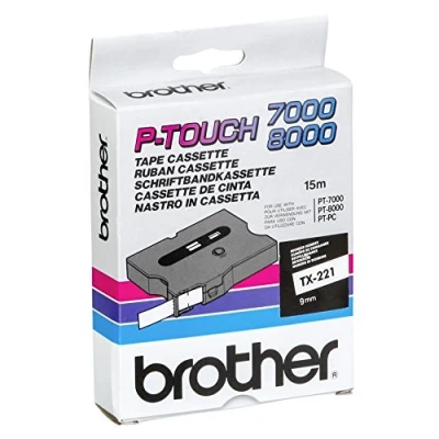 Abbildung von Brother Original P Touch Farbband schwarz auf weiß (TX 221)