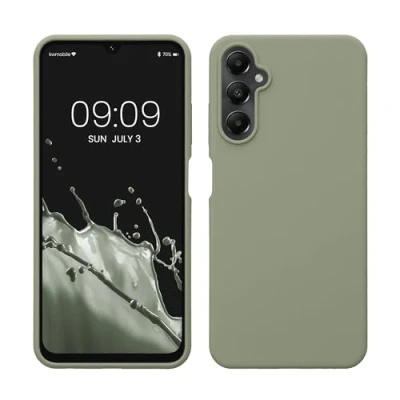 Abbildung von kwmobile Hülle kompatibel mit Samsung Galaxy A05s Silikon Handy Case Handyhülle weiche Oberfläche kabelloses Laden Graugrün
