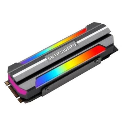 Abbildung von Porceosy Computer Kühlkörper, Desktop SSD Kühler, effizient für die Kühlung von M.2 2280 Kühlkörper mit 5 V Argb Aura Sync, Aluminium Hochleistungs PC Schwarz