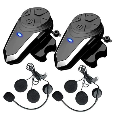 Abbildung von QSPORTPEAK BT S3 Motorrad Bluetooth Headset, Helm Intercom, Kommunikationssystem, für 2 3 Fahrer mit 800m Reichweite, Motorradhelm Gegensprechanlage FM Radio Funktion Doppelpack