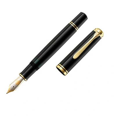 Abbildung von Pelikan Füllhalter Souverän 800, Schwarz, Feder F (fein), hochwertiger Kolbenfüller im Geschenk Etui, 995563, 1 Stück (1er Pack)