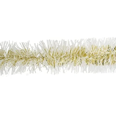 Abbildung von Creativery Weihnachtsgirlande Lametta 9cm x 3m Weihnachtsbaum Baumgirlande Gold weiß