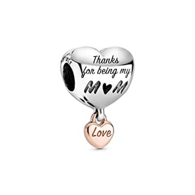 Abbildung von Pandora LOVE YOU MUM Heart Charm, Damen, Größe: One Size, Sterling silver and rose gold plated