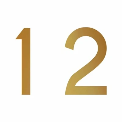 Abbildung von Zahlenaufkleber Nummer 12, Gold, 10cm (100mm) hoch, Aufkleber mit Zahlen in vielen Farben + Höhen, wetterfest