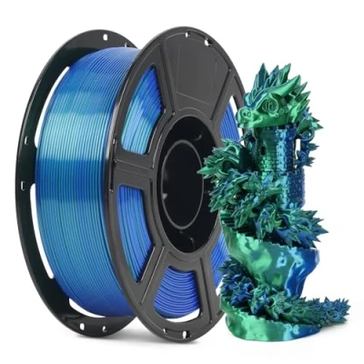 Abbildung von FLASHFORGE Seide Bi Color PLA Filament 1,75mm, Coextrusion Leuchtend Blaues und Grünes Zweifarbiges Multicolor 3D Druckerfilament, Bezauberndes Seiden Finish mit 360 Farbwechseleffekt