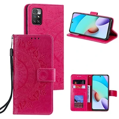 Abbildung von CoverKingz Klapphülle kompatibel mit Xiaomi Redmi 10 / Prime Schutzhülle Kartenfach zum aufklappen Klapphandyhülle Case klappbar Motiv Mandala Pink