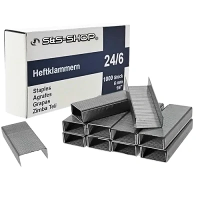 Abbildung von 1000 Heftklammern 24/6, extra stark, für Bürotacker, Standard Tackerklammern, Tackernadeln, verzinkt, Handtacker, Bürobedarf Schule &amp; Zuhause