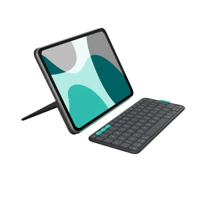 Abbildung von Logitech Flip Folio, Tastatur Case für iPad Pro 11 Zoll (M4) und Air (M2 M3) (5. Gen 2024) Schutzcase mit verstaubarer Bluetooth Tastatur, Multi Gerät, DEU QWERTZ Layout Grafit