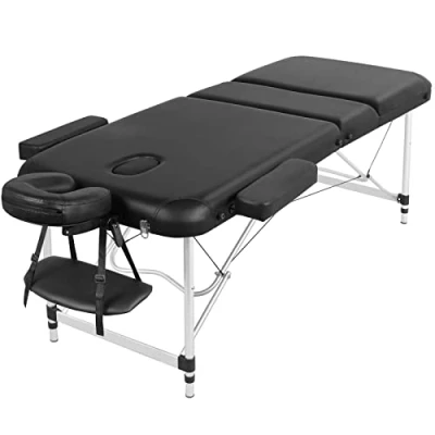 Abbildung von Yaheetech Mobile Massageliege 3 Zonen Massagebett Massagetisch 70cm Breit Höhenverstellbar Therapieliege Aluminium Füßen mit Kopfstütze und Tragetasche bis 250kg belastbar