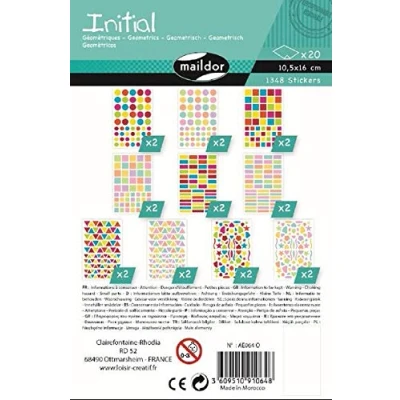 Abbildung von Maildor AE064O Packung Stickers Initial (20 Bögen, 10,5 x 16 cm, 1,348 Stickers, große Sortiment ideal für Kita oder Schulen) bunt