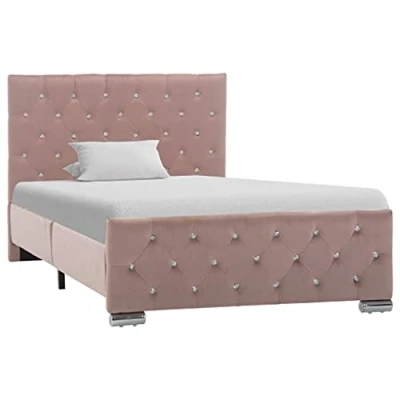 Abbildung von vidaXL Polsterbett Klassisch Bett Einzelbett Stoffbett Ehebett Schlafzimmerbett Bettgestell Bettrahmen Lattenrost Rosa Samt 100x200cm