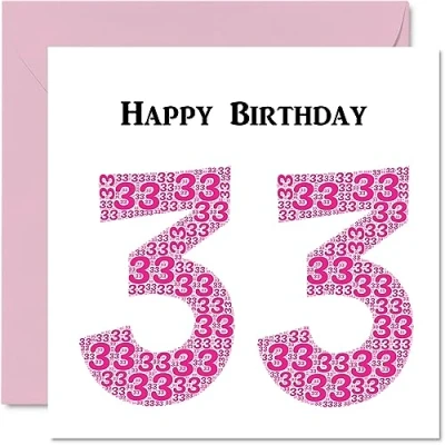 Abbildung von lustige Geburtstagskarte zum 33. Geburtstag für Frau Shapecloud Happy Birthday Karte Vater, Mutter, Sohn, Tochter, Bruder, Schwester, Onkel, Tante, Cousin, 145 mm x Grußkarten,