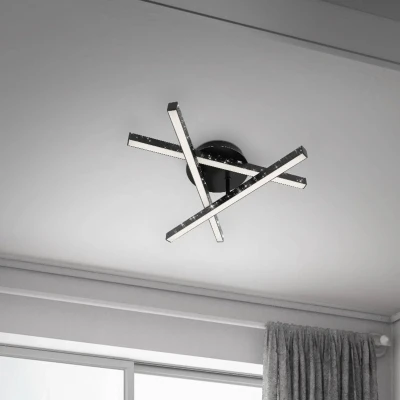 Abbildung von Briloner Leuchten LED Deckenleuchte mit Glitzereffekt, warmweiße Lichtfarbe, Deckenlampe in schwarz, 15 Watt Wohnzimmerlampe, 400x355x112mm(LxBxH)