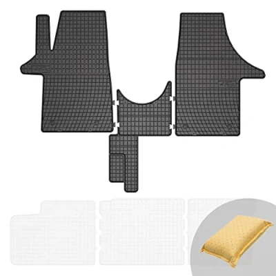 Abbildung von FROGUM EL Toro Gummimatten Ganzjähriges Set von Autofussmatte Auto Fußmatten für Volkswagen Transporter T5 2003 2015, VW T6 2015 2019 Beständiges Gummi Material 1,5cm Schutzkante