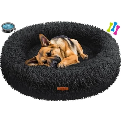 Abbildung von Lovpet Tierbett, Hundebett Hundekissen Katzenbett Bagel, Waschbar, Inkl. Napf
