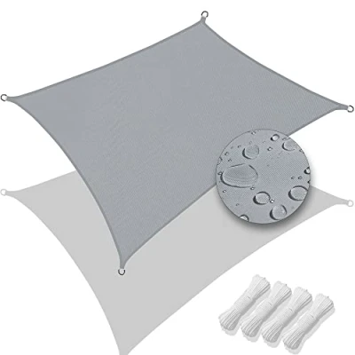 Abbildung von VOUNOT® Sonnensegel Rechteckig inkl. Befestigungsseile Wasserdicht, Sonnenschutz Wetterbeständig und UV Schutz, für Balkon Garten Terrasse, 3x5m, Grau