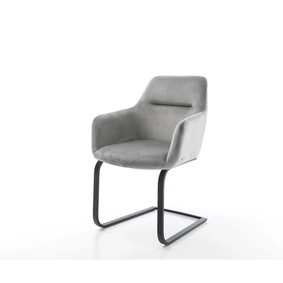 Abbildung von Schwingstuhl Pejo Flex Samt Grau Freischwinger flach Schwarz