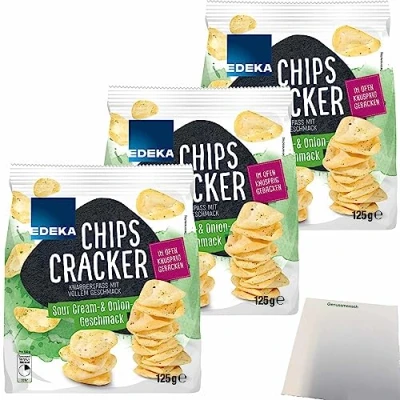 Abbildung von EDEKA Chips Cracker Sour Cream&amp;Onion 3er Pack (3x125g Packung) + usy Block