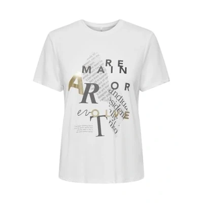 Abbildung von ONLY Damen Onlfree Life Reg S/S Leaf Top Box JRS T Shirt, Bright White/Print:Art, Medium