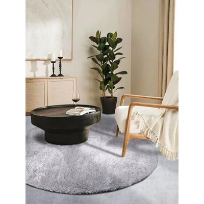 Abbildung von HANSE Home Hochflor Teppich &quot;Olaf&quot;, rund, 38 mm Höhe, Langflor, Shaggy, einfarbig, flauschig, weich, glänzend, modern, uni