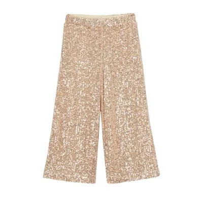 Abbildung von Vertbaudet Festliche Weite Mädchen Hose mit Pailletten Basic Oeko Tex Gold 146/152