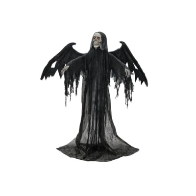 Abbildung von EUROPALMS Halloween Schwarzer Engel, 175x100x66cm Animierte Figur mit Licht und Soundeffekt (Batterie &amp; USB Betrieb)