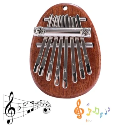 Abbildung von Mini Kalimba Daumenklavier mit 8 Tasten, Tragbares Massivholz Finger Piano, Kalimba, Marimbaphon Kinder, Percussion, für Anfänger Kinder Erwachsene Geschenk