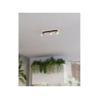 Abbildung von EGLO Deckenstrahler Rosley, Deckenlampe 3 fach, Deckenleuchte mit schwenkbaren Spots aus Textil in Natur und schwarzem Metall, Deckenspots E14 Fassung