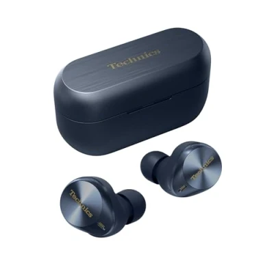 Abbildung von Technics EAH AZ80E A Kabellose Ohrhörer mit Geräuschunterdrückung, Bluetooth, In Ear Ohrhörer, Kopfhörer integriertem Mikrofon, anpassbare Passform, bis zu 7 Stunden Spielzeit, Mitternachtsblau