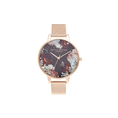Abbildung von Olivia Burton Analog Quarzuhr für Damen mit Roségoldfarbenes Edelstahlarmband OB16WG80