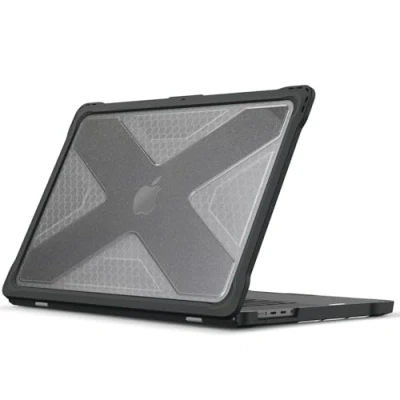 Abbildung von Fintie Hülle Kompatibel mit MacBook Pro 14 Zoll 2024 2021 A3112 A3401 A3185 A2992 A2918 A2779 A2442 M4 M3 M2 M1 Pro/Max, Ganzkörper Rugged Hybrid Schutzhülle TPU Stoßstange Case, Transparent(Glitzer)