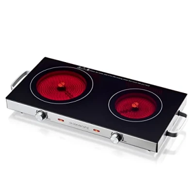 Abbildung von Heinrich&#039;s Elektro Kochfeld Doppel Induktionskochplatte Doppelkochplatte, 2800 Watt, Stufenlose Temperaturregelung, Induktionskochfeld