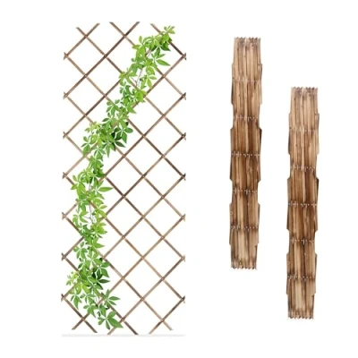 Abbildung von Relaxdays Rankgitter ausziehbar, 3er Set, 180x90 cm, Holz, Rankhilfe Kletterpflanzen, Holzgitter Wand, Spalier, geflammt