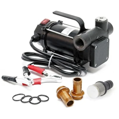 Abbildung von Wiltec Bio Dieselpumpe 12 V, 550 W, 80 l/min, Heizölpumpe selbstansaugend, Absaugpumpe für Diesel, Biodiesel, Heizöl, tragbare mobile Umfüllpumpe