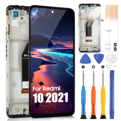 Abbildung von LCD Bildschirm für Xiaomi Redmi 10 2021 4G 21061119AG 21061119DG 21061119AL 6.5&quot; Display Touch Digitizer Assembly Ersatzglas mit Reparaturset (Schwarz Rahmen)