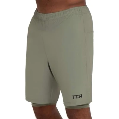 Abbildung von TCA Trainingsshorts Herren 2 in 1 Laufhose mit Kompressionshose Grün/Grün (S) (1 tlg)