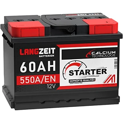 Abbildung von LANGZEIT Starter Serie 12V 44Ah 105Ah Autobatterie Starterbatterie, KFZ PKW Batterie (60Ah)