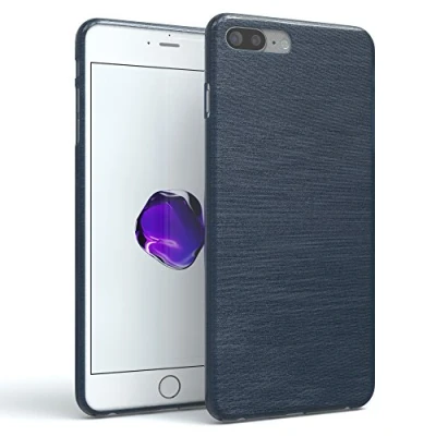 Abbildung von EAZY CASE Hülle kompatibel mit iPhone 7 Plus / 8 Schutzhülle Silikon, gebürstet Slimcover in Edelstahl Optik, Handyhülle, TPU Hülle/Soft Case, Backcover, Silikonhülle Brushed, Dunkelblau