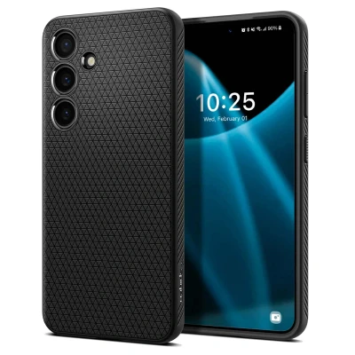 Abbildung von Samsung Galaxy S24 Hülle Silikon Spigen Backcover/Soft Case Handyhülle Schwarz Shockproof/Stoßfest