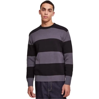 Abbildung von Urban Classics Heavy Striped Strickpullover, Herren, Größe: 5XL, Black darkshadow