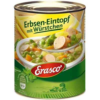Abbildung von Erasco Erbsen Eintopf mit Würstchen schonend zubereitet 800g