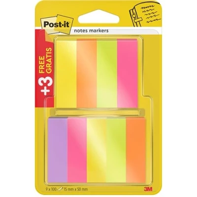 Abbildung von Post it® Haftnotizblock it Haftstreifen 670 6+3 15 mm x 50 Neonpink, Neongrün, Neonge